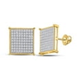 thumbnail image 1 of 10kt Yellow Gold Womens Round Diamond Cluster Earrings 1/10 Cttw, 1 of 1