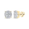 thumbnail image 1 of 10kt Yellow Gold Womens Round Diamond Cluster Earrings 1/2 Cttw, 1 of 1