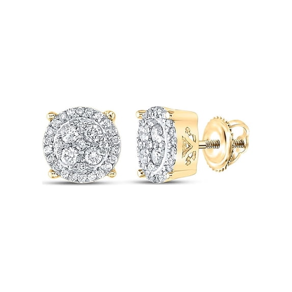 10kt Yellow Gold Womens Round Diamond Cluster Earrings 1/2 Cttw
