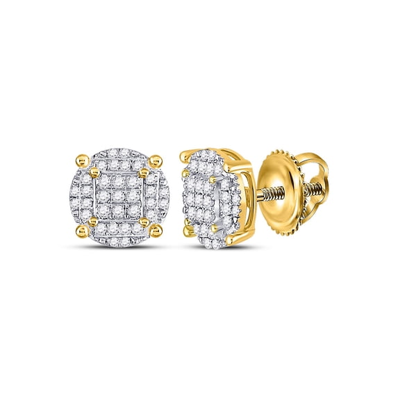 10kt Yellow Gold Womens Round Diamond Cluster Earrings 1/2 Cttw