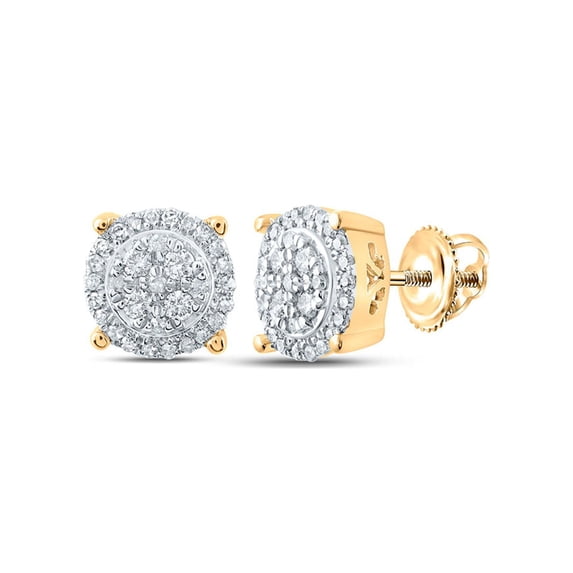 10kt Yellow Gold Womens Round Diamond Cluster Earrings 1/4 Cttw