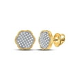 thumbnail image 1 of 10kt Yellow Gold Womens Round Diamond Cluster Earrings 1/5 Cttw, 1 of 1