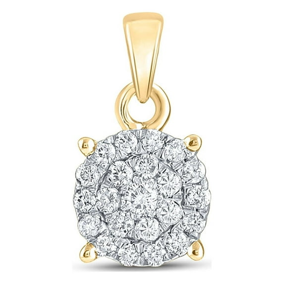 10kt Yellow Gold Womens Round Diamond Cluster Pendant 1/2 Cttw