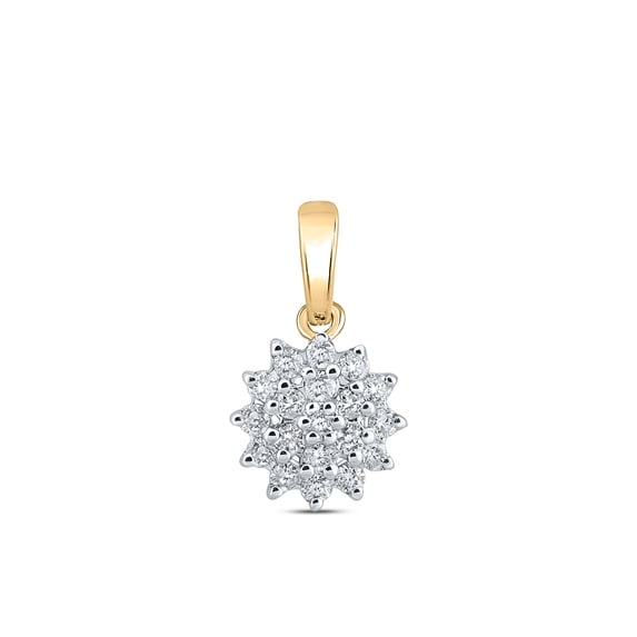 10kt Yellow Gold Womens Round Diamond Cluster Pendant 1/5 Cttw
