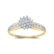 DIAMOND DEAL 10kt Yellow Gold Womens Round Diamond Cluster Ring 1/10 Cttw