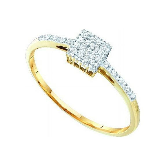 10kt Yellow Gold Womens Round Diamond Cluster Ring 1/12 Cttw