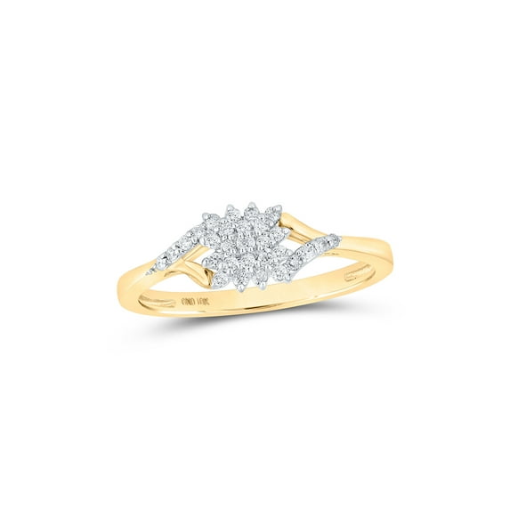 10kt Yellow Gold Womens Round Diamond Cluster Ring 1/6 Cttw
