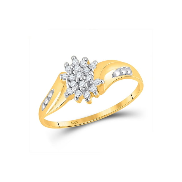 10kt Yellow Gold Womens Round Diamond Cluster Ring 1/8 Cttw