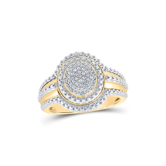10kt Yellow Gold Womens Round Diamond Cluster Ring 1/8 Cttw