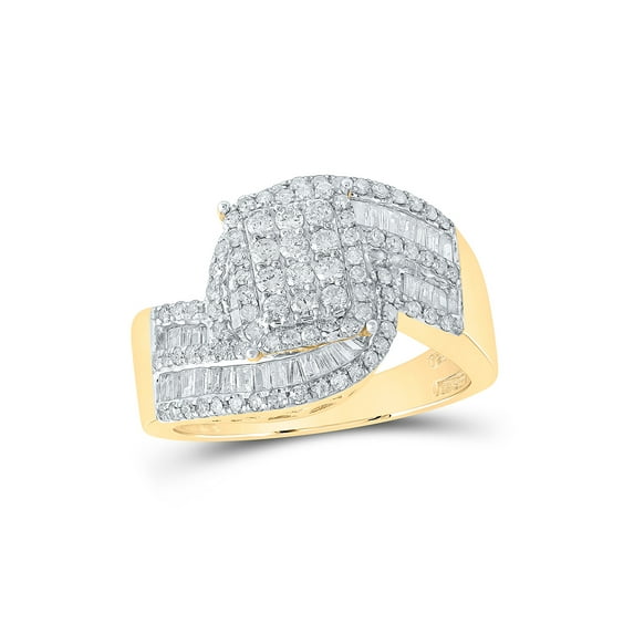 10kt Yellow Gold Womens Round Diamond Cluster Ring 1 Cttw