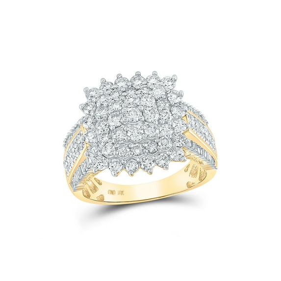 10kt Yellow Gold Womens Round Diamond Cluster Ring 2 Cttw
