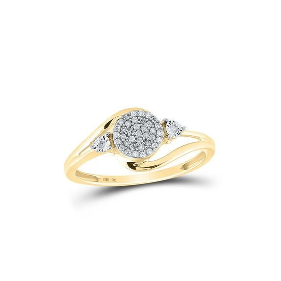 10kt Yellow Gold Womens Round Diamond Concentric Cluster Ring 1/10 Cttw