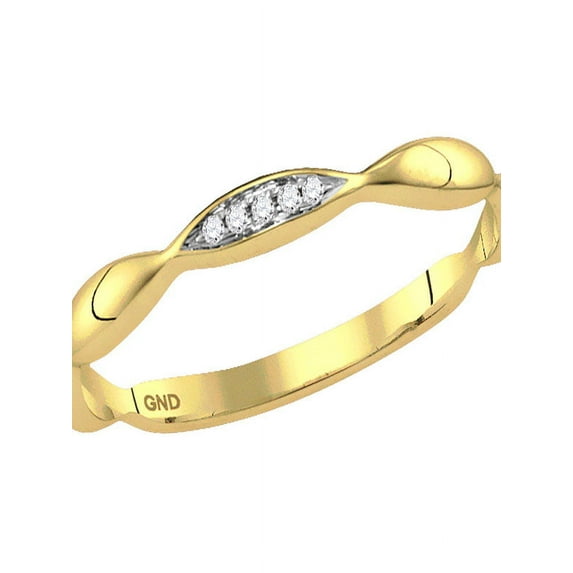 10kt Yellow Gold Womens Round Diamond Contour Stackable Band Ring .02 Cttw