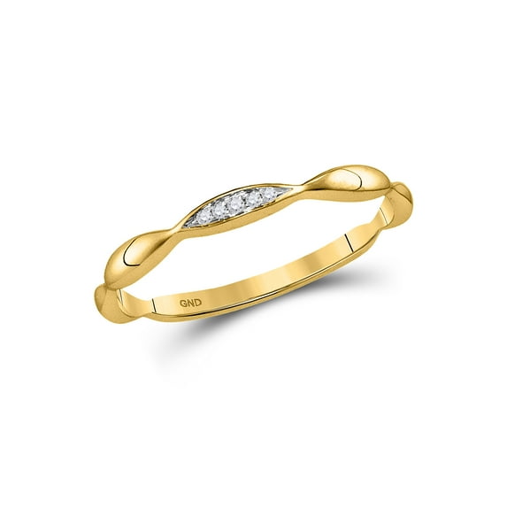 10kt Yellow Gold Womens Round Diamond Contour Stackable Band Ring .02 Cttw