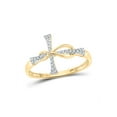 thumbnail image 1 of 10kt Yellow Gold Womens Round Diamond Cross Infinity Band Ring 1/10 Cttw, 1 of 1