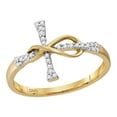 thumbnail image 1 of 10kt Yellow Gold Womens Round Diamond Cross Infinity Band Ring 1/10 Cttw, 1 of 1