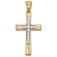thumbnail image 1 of 10kt Yellow Gold Womens Round Diamond Cross Pendant 1/10 Cttw, 1 of 1