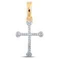 thumbnail image 1 of 10kt Yellow Gold Womens Round Diamond Cross Pendant 1/12 Cttw, 1 of 1