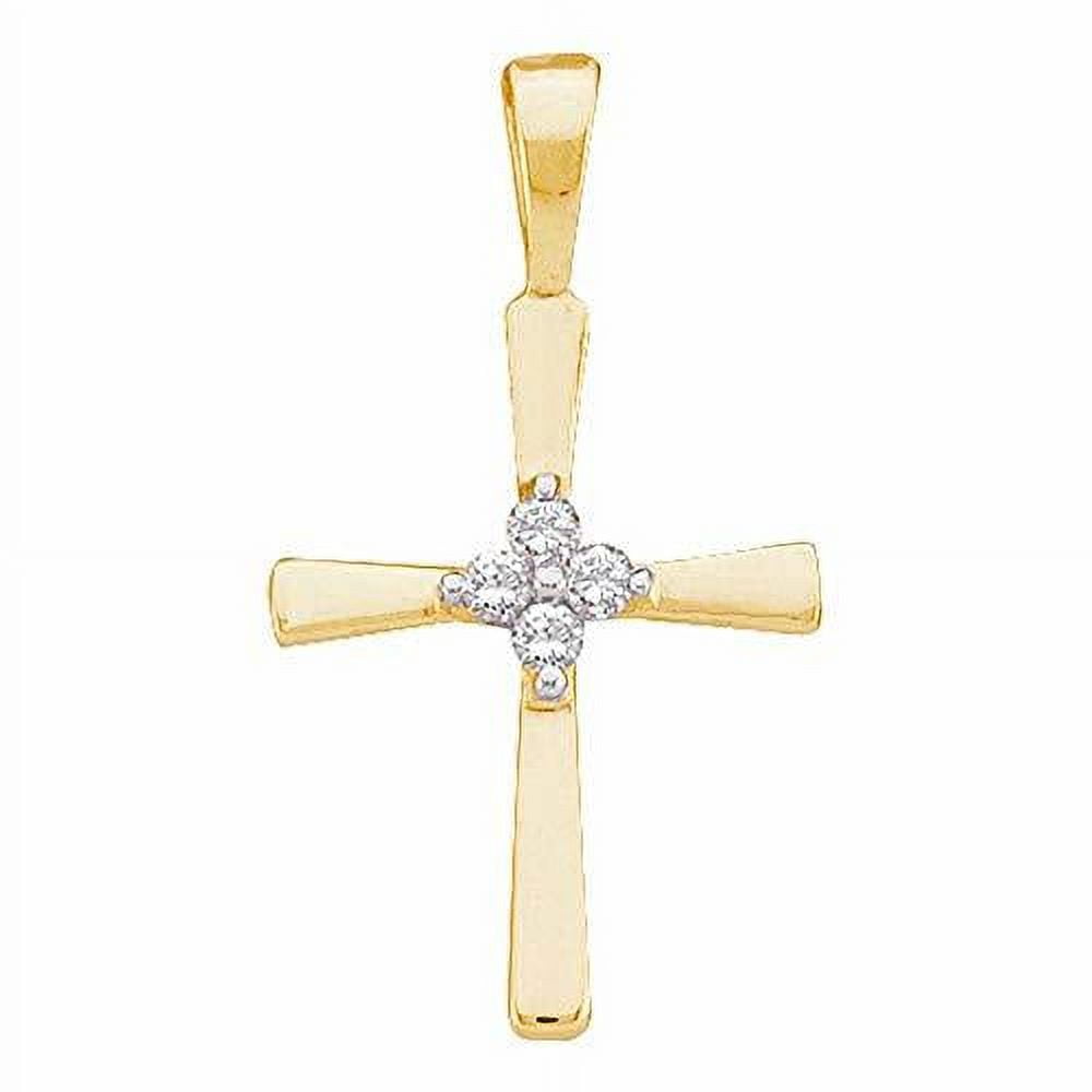 DIAMOND DEAL 10kt Yellow Gold Womens Round Diamond Cross Pendant 1/20 Cttw