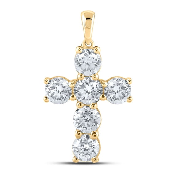 10kt Yellow Gold Womens Round Diamond Cross Pendant 2-3/8 Cttw
