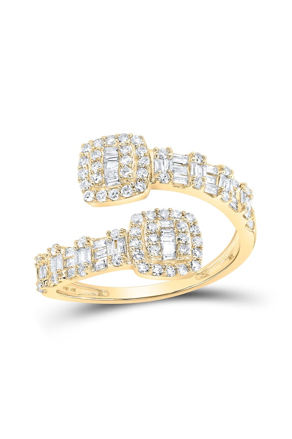 10kt Yellow Gold Womens Round Diamond Cushion Cuff Band Ring 5/8 Cttw