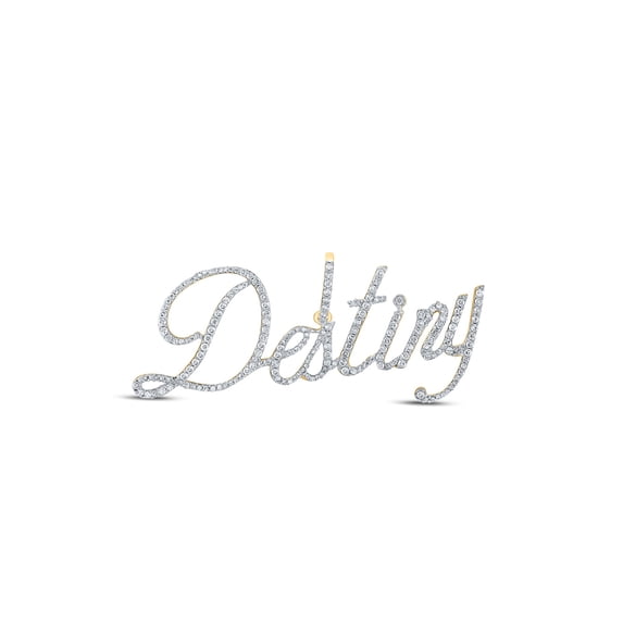 10kt Yellow Gold Womens Round Diamond Destiny Name Pendant 1 Cttw