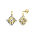 thumbnail image 1 of 10kt Yellow Gold Womens Round Diamond Diagonal Square Dangle Earrings 1/5 Cttw, 1 of 1