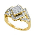thumbnail image 1 of 10kt Yellow Gold Womens Round Diamond Diagonal Square Frame Cluster Ring 1/3 Cttw, 1 of 1
