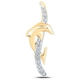 thumbnail image 1 of 10kt Yellow Gold Womens Round Diamond Dolphin Pendant 1/20 Cttw, 1 of 1