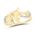 thumbnail image 1 of 10kt Yellow Gold Womens Round Diamond Double Dolphin Accent Ring 1/20 Cttw, 1 of 1