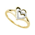 thumbnail image 1 of 10kt Yellow Gold Womens Round Diamond Double Nested Heart Love Ring 1/8 Cttw, 1 of 1