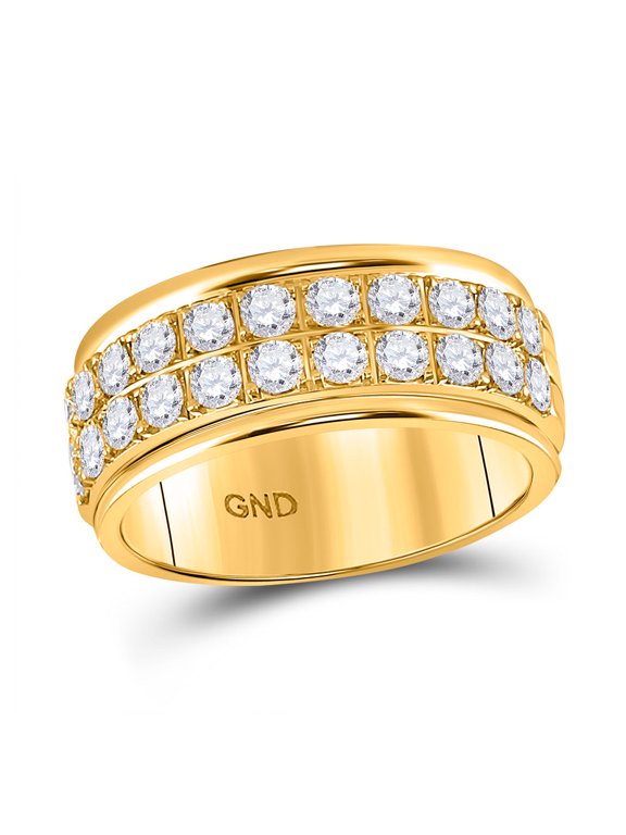 10kt Yellow Gold Womens Round Diamond Double Row Band Ring 1 Cttw