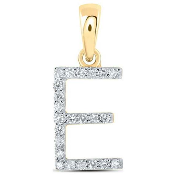10kt Yellow Gold Womens Round Diamond E Initial Letter Pendant 1/10 Cttw