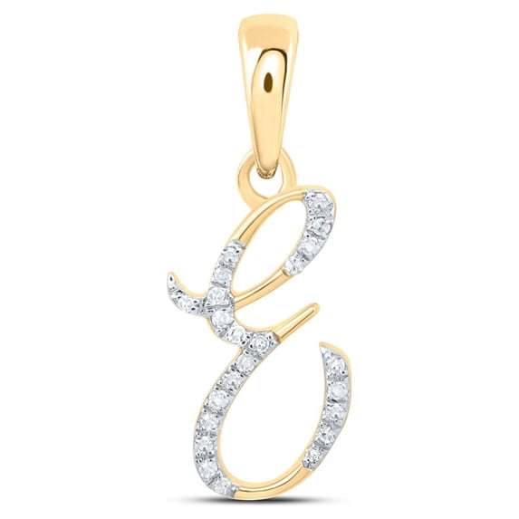 10kt Yellow Gold Womens Round Diamond E Initial Letter Pendant 1/12 Cttw