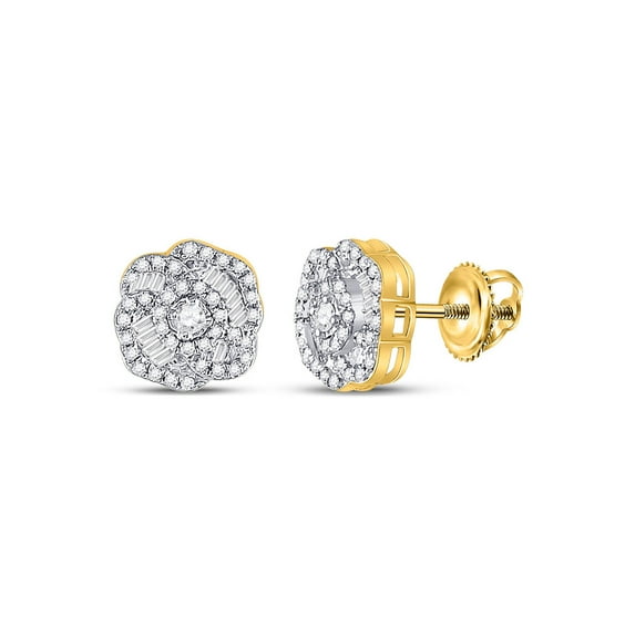 10kt Yellow Gold Womens Round Diamond Fashion Earrings 3/8 Cttw
