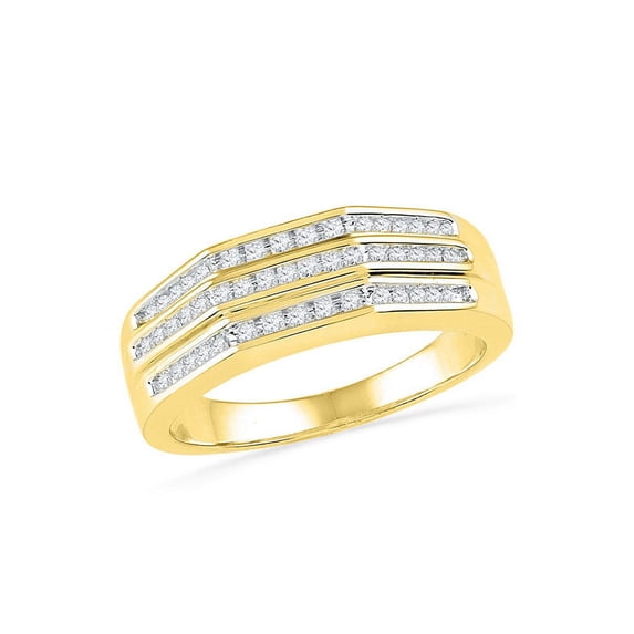 10kt Yellow Gold Womens Round Diamond Flat Side Arched Band Ring 1/4 Cttw