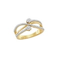 thumbnail image 1 of 10kt Yellow Gold Womens Round Diamond Flower Cluster Crossover Band Ring 1/3 Cttw, 1 of 1