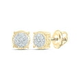 thumbnail image 1 of 10kt Yellow Gold Womens Round Diamond Flower Cluster Earrings 1/6 Cttw, 1 of 1