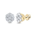 thumbnail image 1 of 10kt Yellow Gold Womens Round Diamond Flower Cluster Earrings 5/8 Cttw, 1 of 1