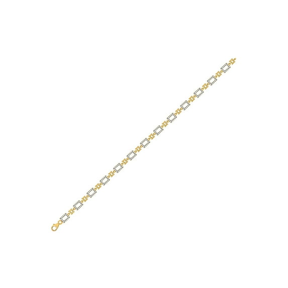 10kt Yellow Gold Womens Round Diamond Geometric Link Bracelet 3/4 Cttw