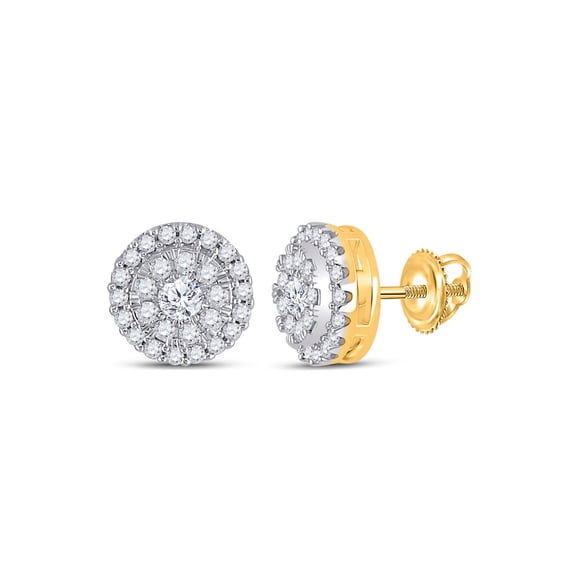10kt Yellow Gold Womens Round Diamond Halo Earrings 1/2 Cttw
