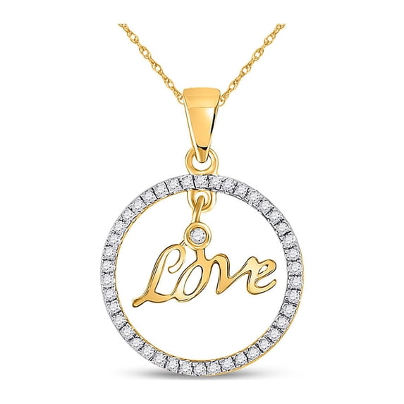 10kt Yellow Gold Womens Round Diamond Heart Circle Pendant 1/4 Cttw