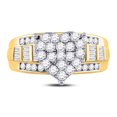 thumbnail image 1 of 10kt Yellow Gold Womens Round Diamond Heart Cluster Bridal Wedding Engagement Ring 1.00 Cttw, 1 of 4