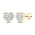 thumbnail image 1 of 10K Yellow Gold Diamond Heart Stud Earrings, 1/10 Carat Pave Set, Screw-Back – Perfect Gift for Women, 1 of 4