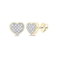 thumbnail image 1 of 10kt Yellow Gold Womens Round Diamond Heart Cluster Stud Earrings 1/10 Cttw, 1 of 1