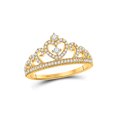 thumbnail image 1 of 10kt Yellow Gold Womens Round Diamond Heart Crown Fashion Ring 1/4 Cttw, 1 of 4