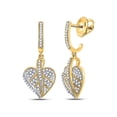 thumbnail image 1 of 10kt Yellow Gold Womens Round Diamond Heart Dangle Earrings 1/3 Cttw, 1 of 1