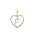 thumbnail image 1 of 10kt Yellow Gold Womens Round Diamond Heart F Letter Pendant 1/4 Cttw, 1 of 1