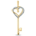 thumbnail image 1 of 10kt Yellow Gold Womens Round Diamond Heart Key Pendant 1/12 Cttw, 1 of 1