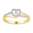 thumbnail image 1 of 10kt Yellow Gold Womens Round Diamond Heart Love Promise Bridal Ring 1/20 Cttw, 1 of 1